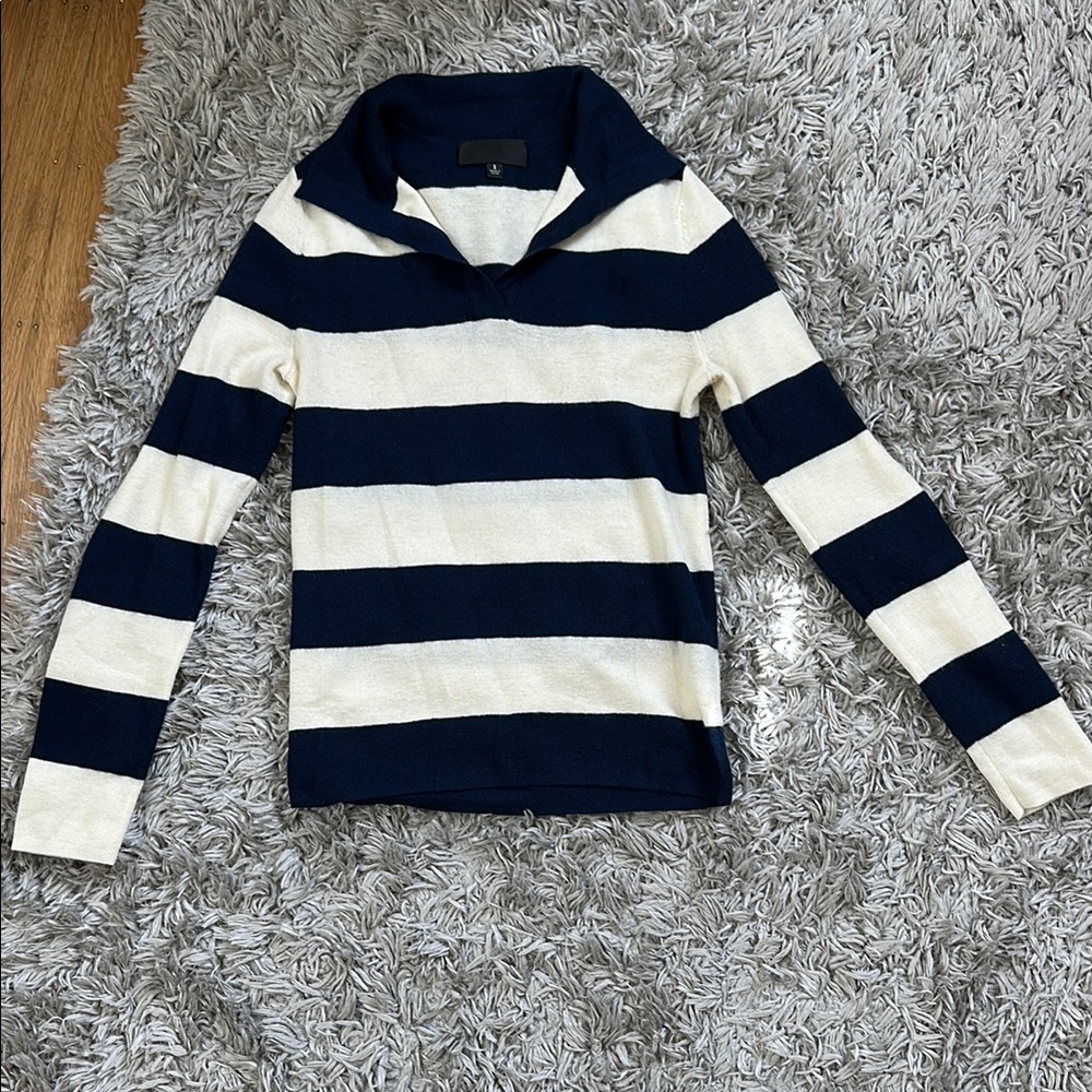 Niki Lotan Striped Navy and White Sweater